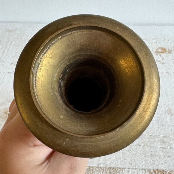Vintage Brass Vase with Simple Detailing - Made in India - Picture 8 of 10